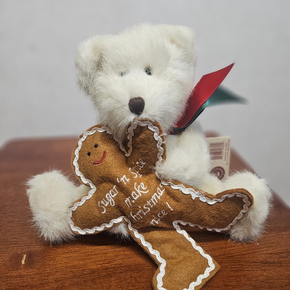 NWT Vintage Boyds Bear Gingerbread Plush Ginger White Jointed Christmas Teddy 8"